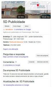Google meu negócio web - 5D Publicidade